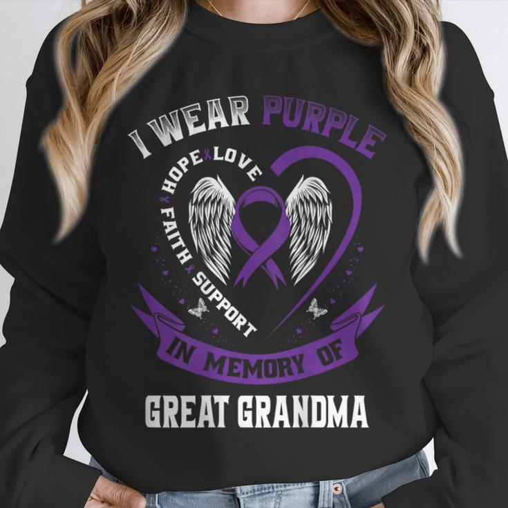 Purple In Memory Of My Great Grandma Alzheimers Back Graphic Unisex Sweatshirt