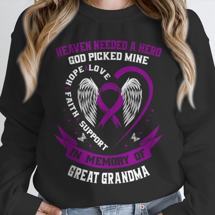 Purple In Memory Great Grandma Pancreatic Cancer Awareness Unisex Sweatshirt Purple In Memory Great Grandma Pancreatic Cancer Awareness Unisex Sweatshirt