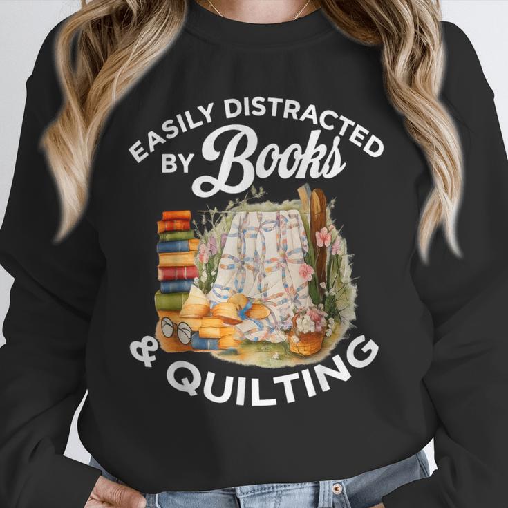 Quilting Sewing Machine Quilter Easily Distracted By Book Unisex Sweatshirt