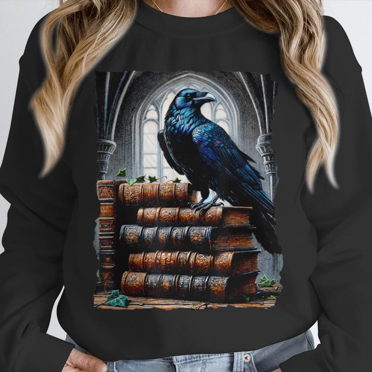 Raven On A Stack Of Books Wisdom Of Odin Unisex Sweatshirt Raven On A Stack Of Books Wisdom Of Odin Unisex Sweatshirt