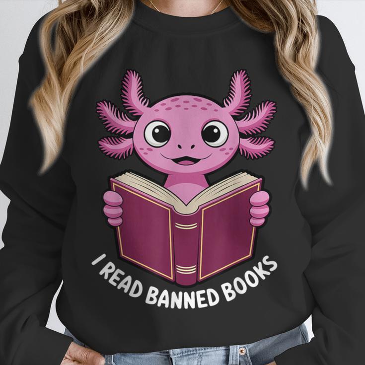 I Read Banned Books Axolotl Reading Unisex Sweatshirt