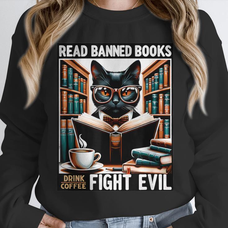 Read Banned Books Drink Coffee Fight Evil Book Reader Lovers Unisex Sweatshirt