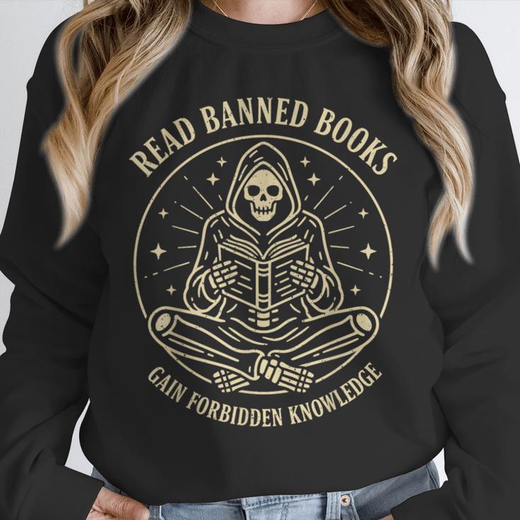 Read Banned Books Gain Forbidden Knowledge Skeleton Unisex Sweatshirt
