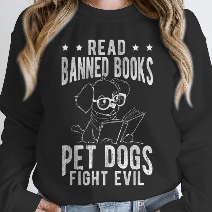Read Banned Books PET DOGS FIGHT EVIL Read Books Reader Unisex Sweatshirt