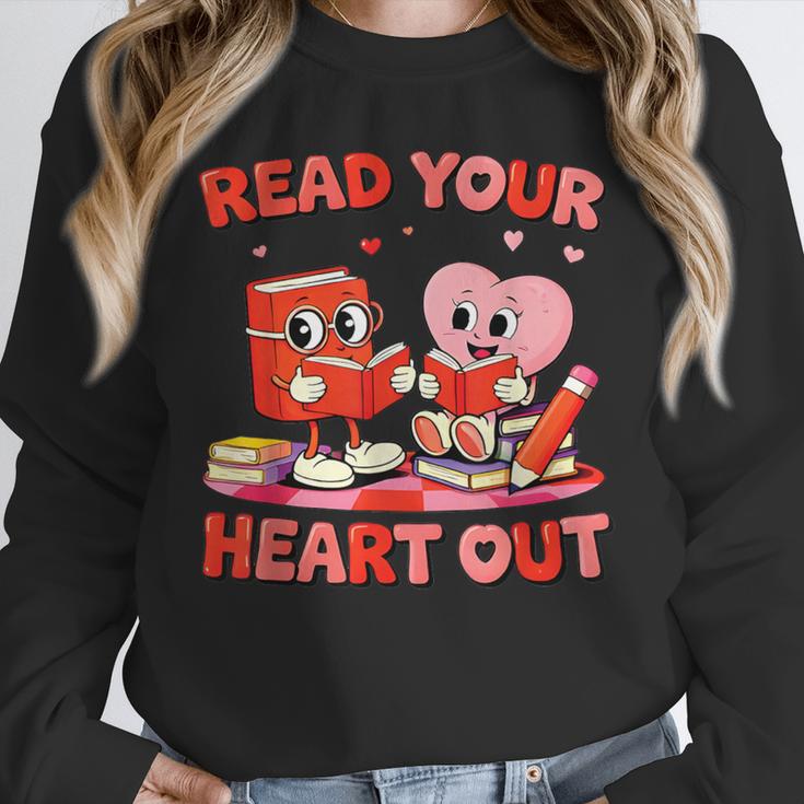Read Your Heart Out Valentine Reading Book Girl Kid Teacher Unisex Sweatshirt