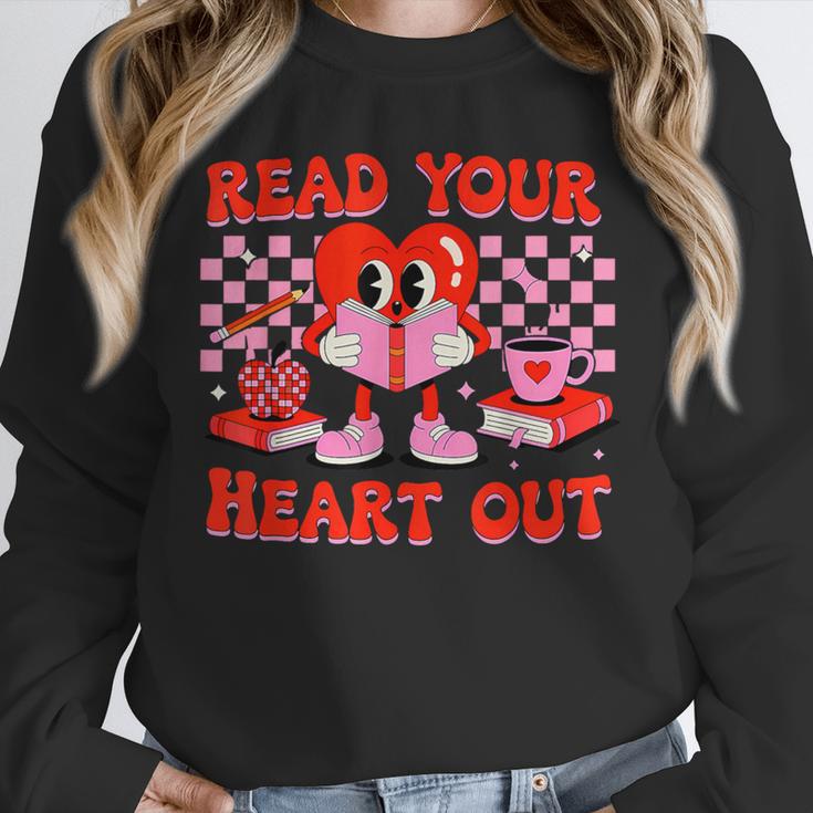 Read Your Heart Out Valentine Reading Book Kid Teacher Unisex Sweatshirt