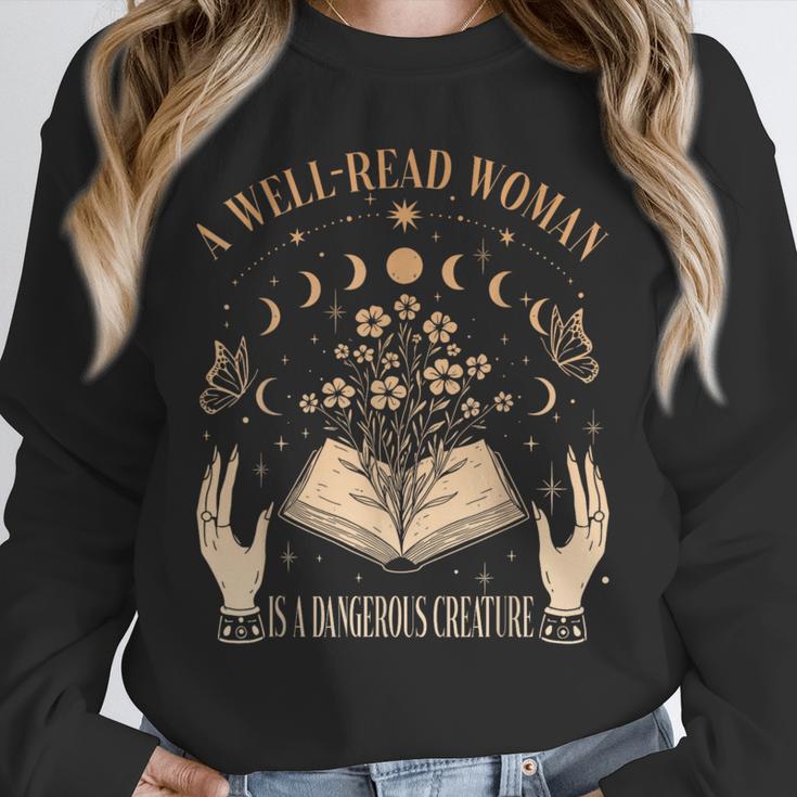 A Well Read Woman Is A Dangerous Creature Reading Book Lover Unisex Sweatshirt
