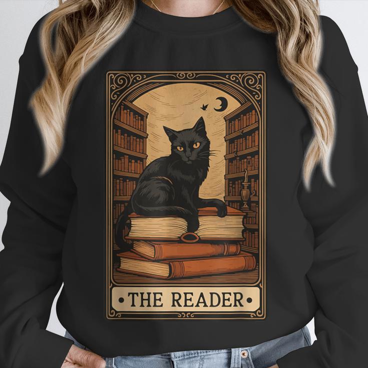 The Reader Cat Book Reading Halloween Tarot Card Unisex Sweatshirt