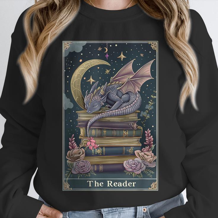 The Reader Tarot Card Book Dragon Romantasy Fantasy Bookish Unisex Sweatshirt The Reader Tarot Card Book Dragon Romantasy Fantasy Bookish Unisex Sweatshirt