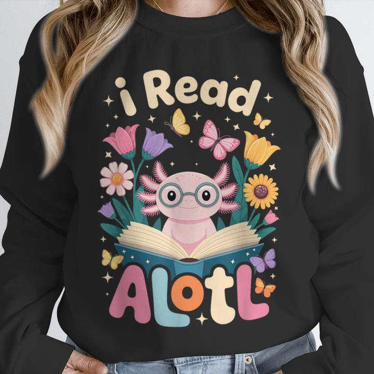 Reading Axolotl Book Lover Wildflowers Unisex Sweatshirt