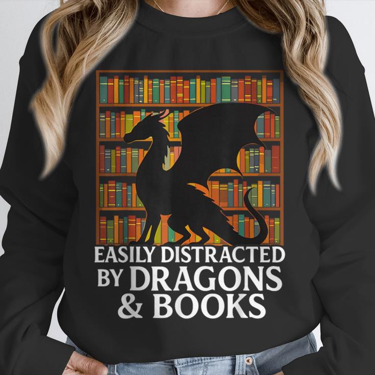 Reading Dragon Easily Distracted By Dragons And Books Unisex Sweatshirt