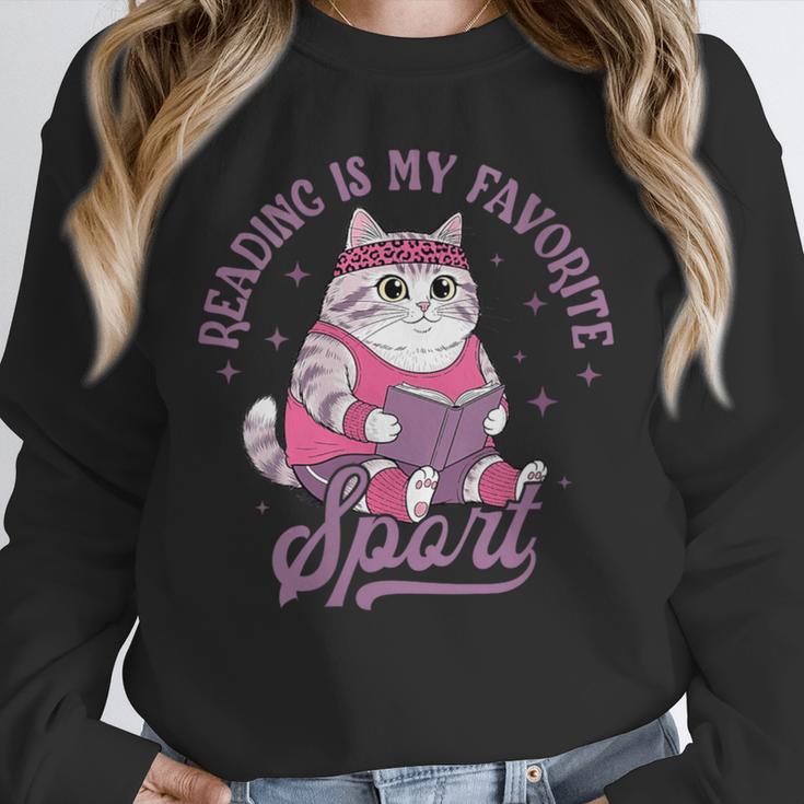 Reading Is My Favorite Sport Bookworm Cat Lover Book-Club Unisex Sweatshirt