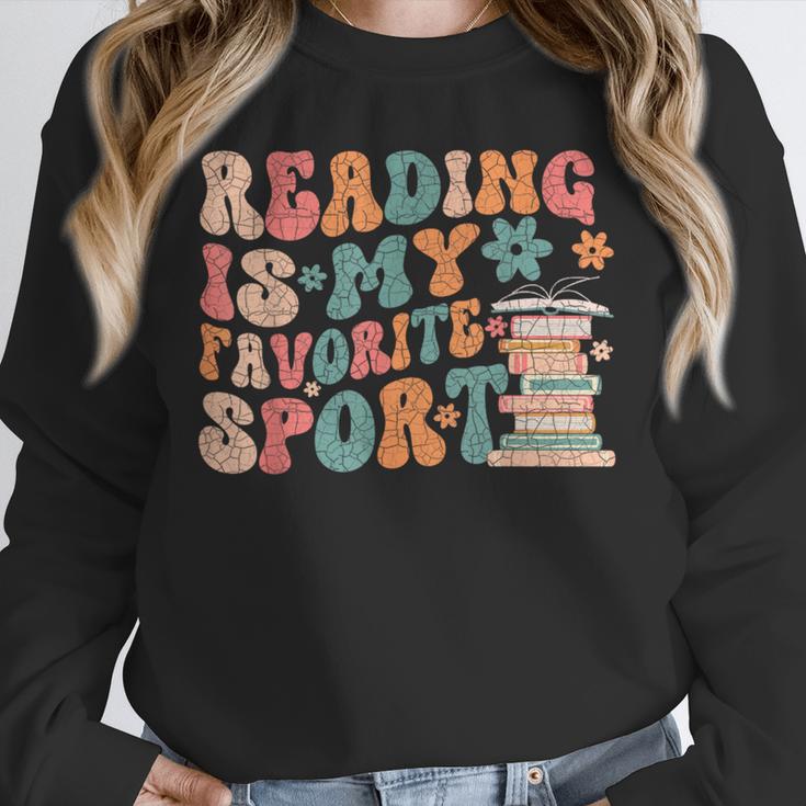 Reading Is My Favorite Sport Retro Groovy Book Lovers Unisex Sweatshirt