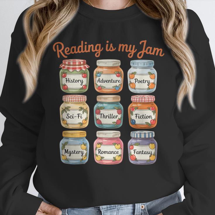 Reading Is My Jam Cute Jelly Jars Book Genres Unisex Sweatshirt