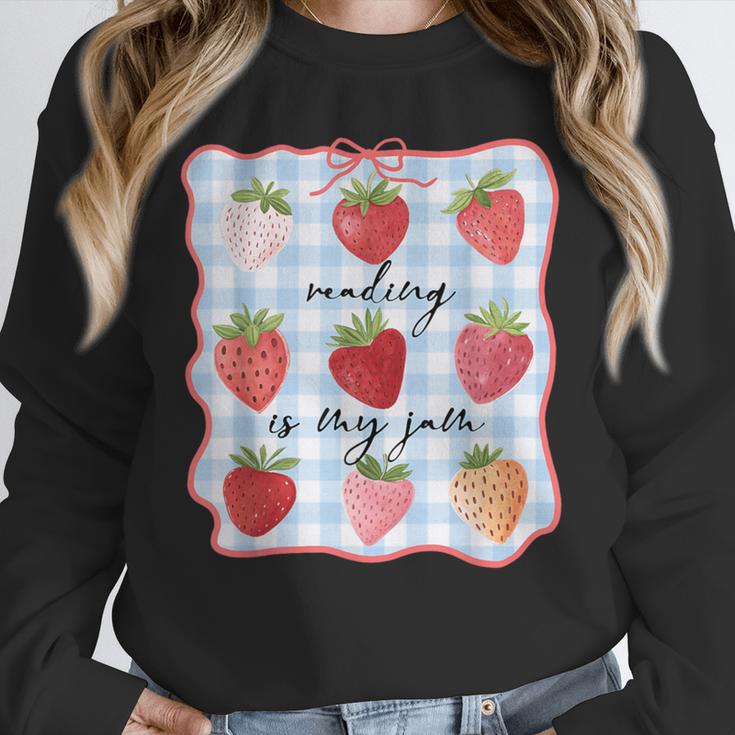 Reading Is My Jam Preppy Stawberry Bookworm Book Lover Nerd Unisex Sweatshirt Reading Is My Jam Preppy Stawberry Bookworm Book Lover Nerd Unisex Sweatshirt