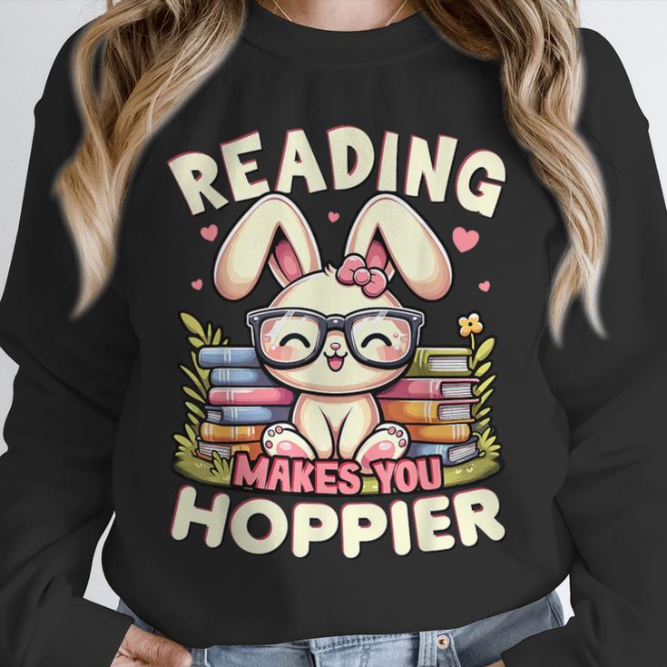 Reading Makes You Hoppier Bunny Book Fans Toddler Kid Unisex Sweatshirt