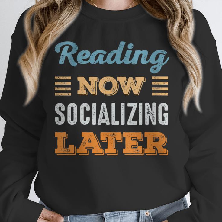 Reading Now Minimal Socializing Introvert Vintage Unisex Sweatshirt