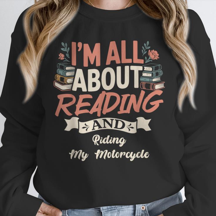 Reading And Motorcycle Life For Bikers Who Love Books Unisex Sweatshirt