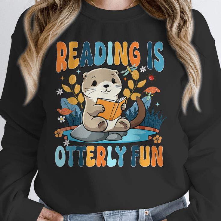 Reading Is Otterly Fun Sea Otter Book Lover Bookworm Unisex Sweatshirt