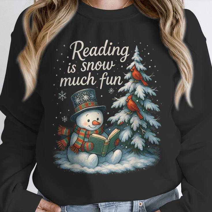 Reading Is Snow Much Fun Christmas Books Snowman Bookworm Unisex Sweatshirt