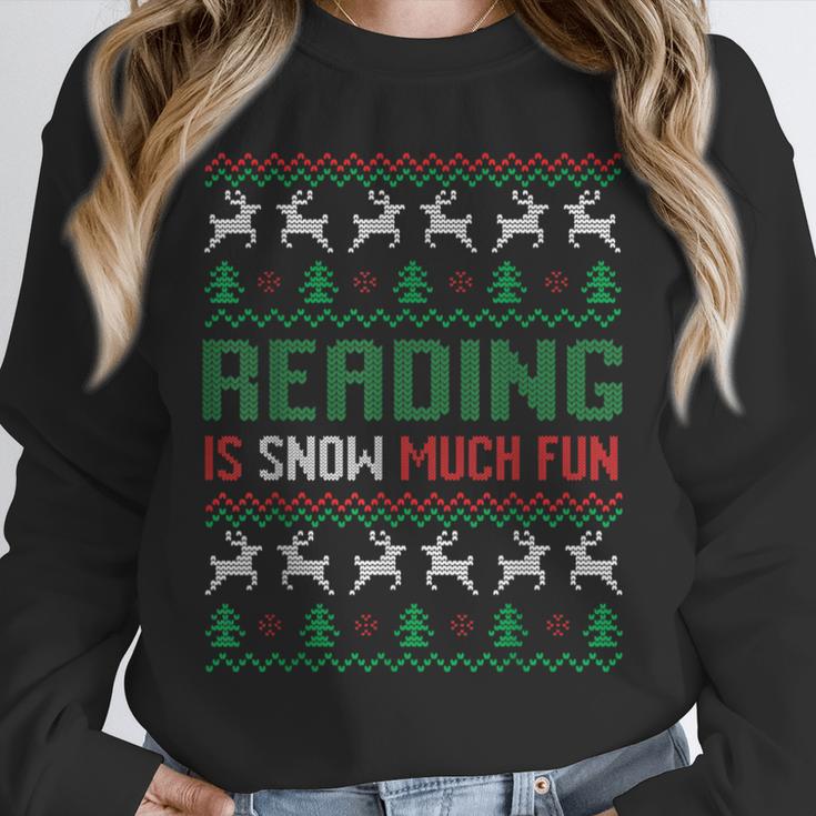 Reading Is Snow Much Fun Winter Bookworm Reading Book Lovers Unisex Sweatshirt