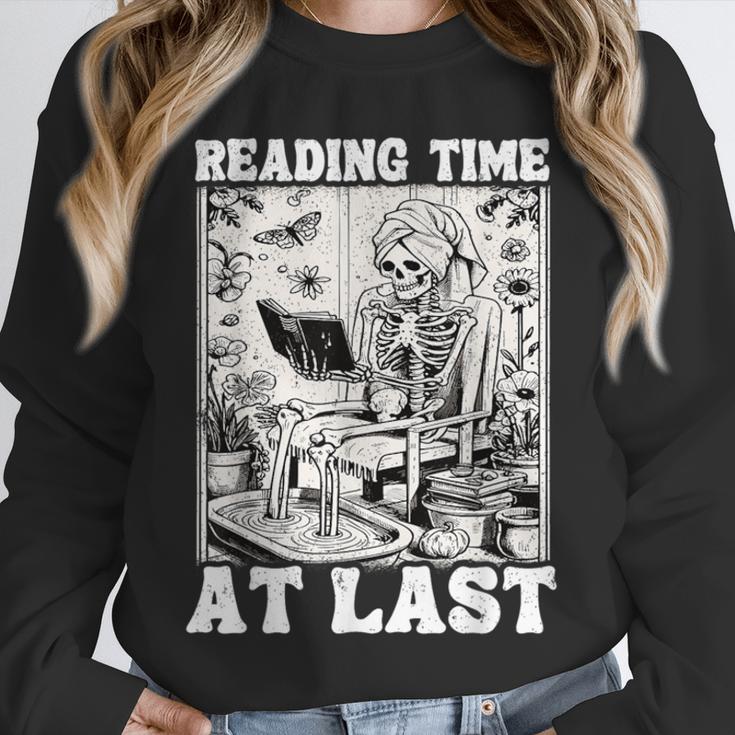 Reading Time At Last Book Lover Introvert Skeleton Reading Unisex Sweatshirt Reading Time At Last Book Lover Introvert Skeleton Reading Unisex Sweatshirt