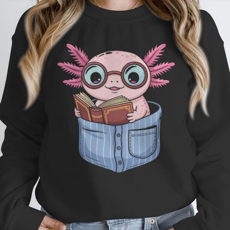 Readsalotl Axolotl Reading Book Lover Reading Pocket Axolotl Unisex Sweatshirt