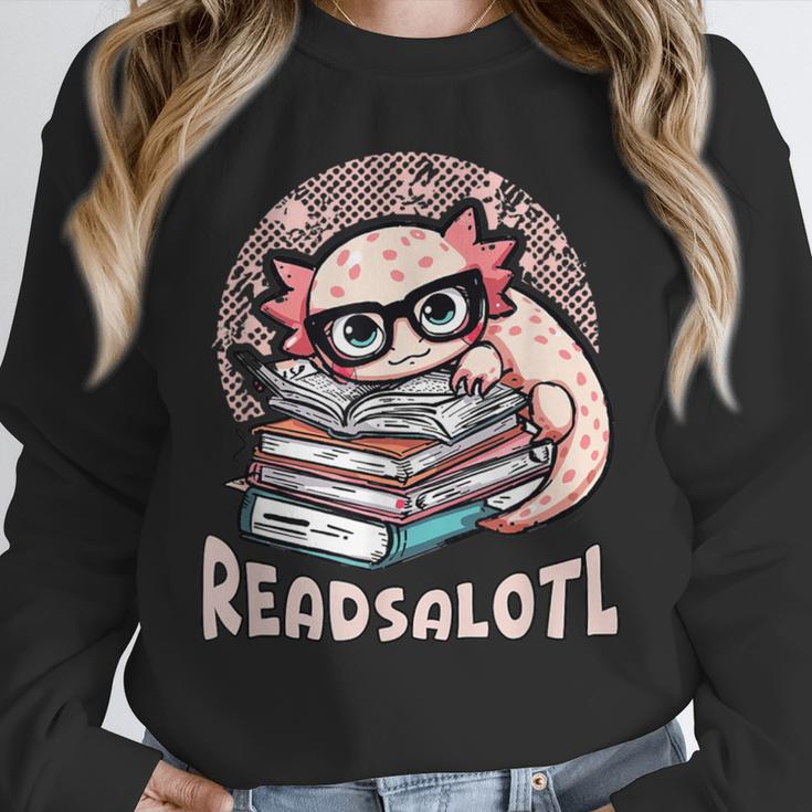 Readsalotl Axolotl Reading Books Glasses Bookworm Pun Fun Unisex Sweatshirt Readsalotl Axolotl Reading Books Glasses Bookworm Pun Fun Unisex Sweatshirt