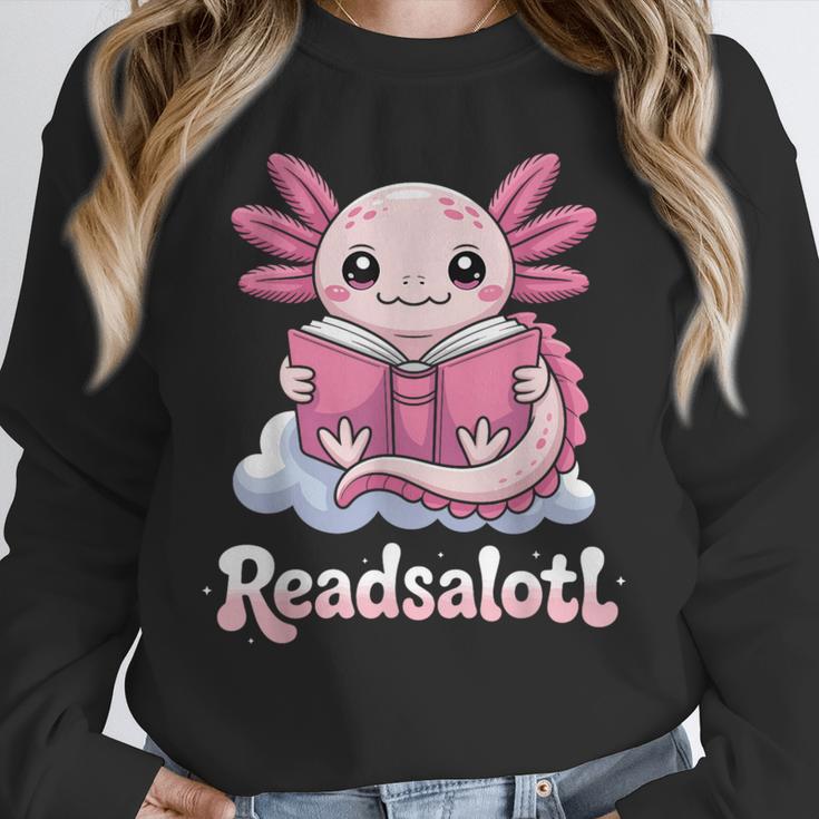 Readsalotl Axolotl Reading Cute Book Lover Bookworm Unisex Sweatshirt