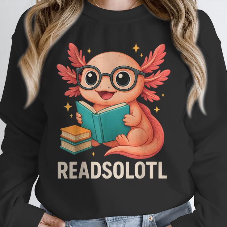 Readsolotl Kawaii Axolotl Reading Book Lover Unisex Sweatshirt