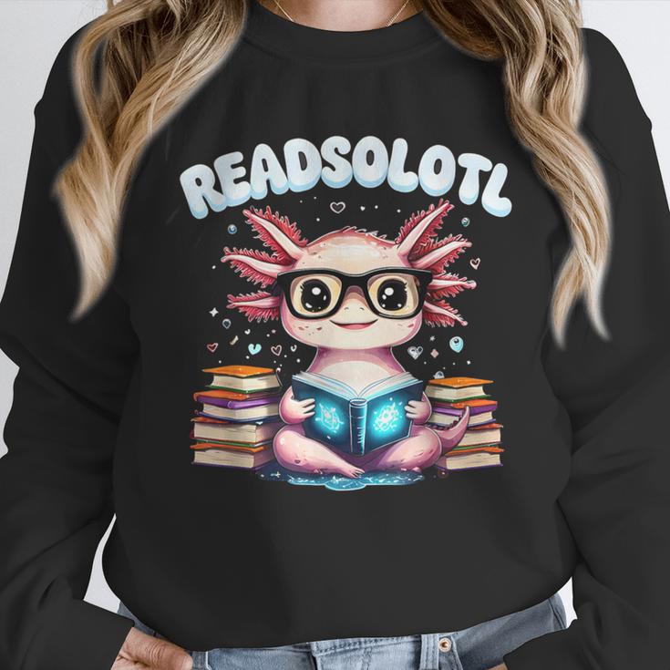 Readsolotl Pink Kawaii Axolotl Read Book Lover Reading Unisex Sweatshirt