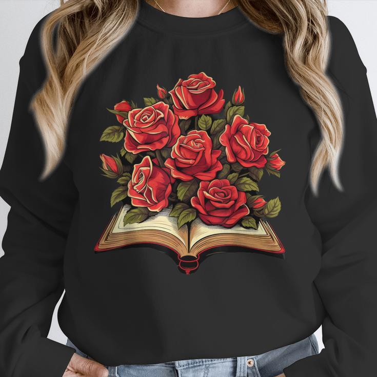 Red Roses Flowers Book Floral Unisex Sweatshirt