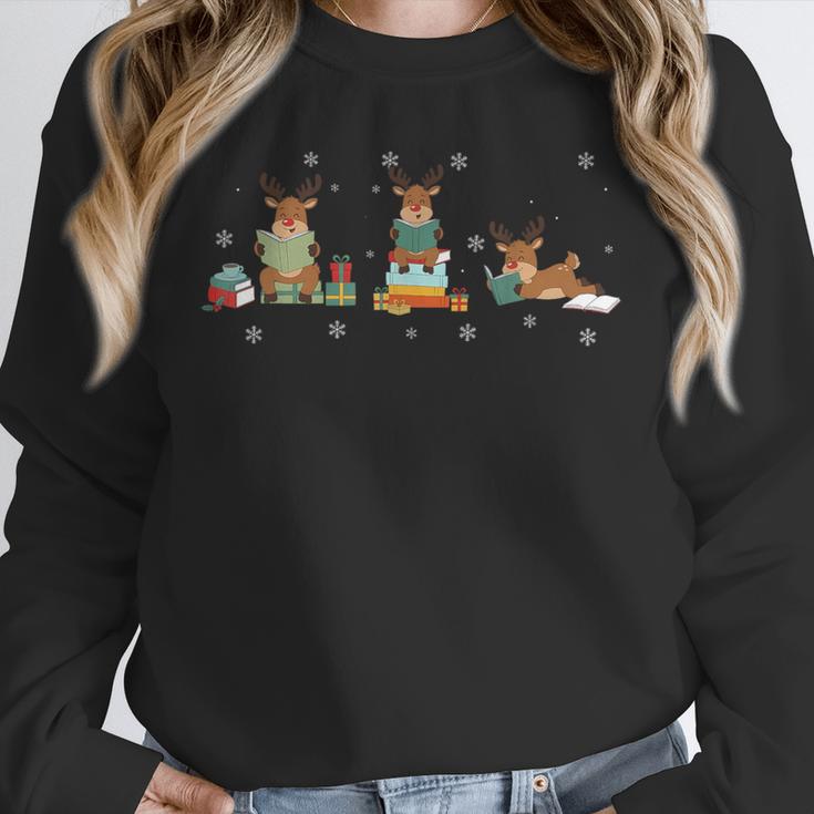 Reindeer Reading Books Christmas Library Classroom Unisex Sweatshirt
