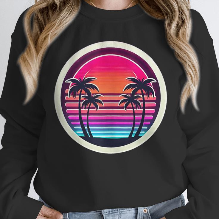 Retro 80s Synthwave Sunset & Palm Trees Retro Nostalgia 80s Unisex Sweatshirt