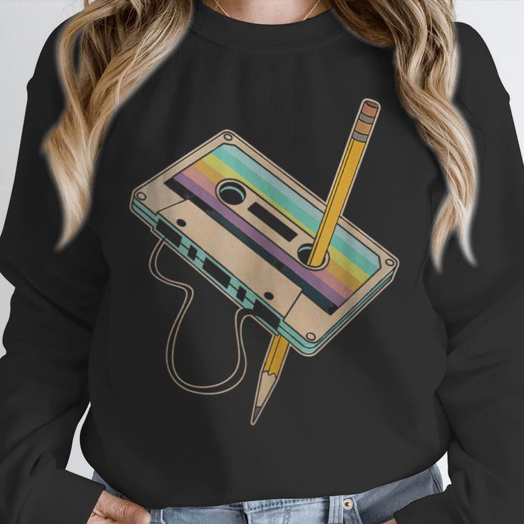 Retro Cassette And Pencil 80s 90s Nostalgia Music Lover Unisex Sweatshirt