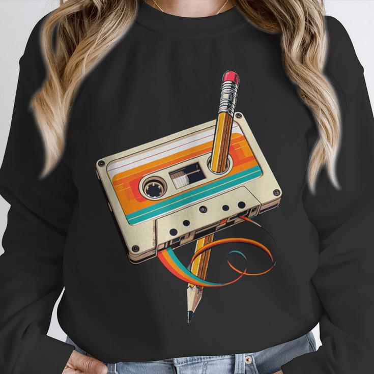 Retro Cassette Tape & Pencil Rewind Nostalgia Party 80s 90s Unisex Sweatshirt