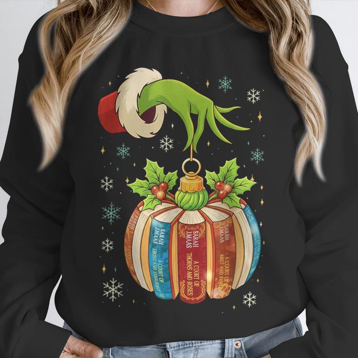Retro Christmas Ornament Book Christmas Teacher Librarian Unisex Sweatshirt