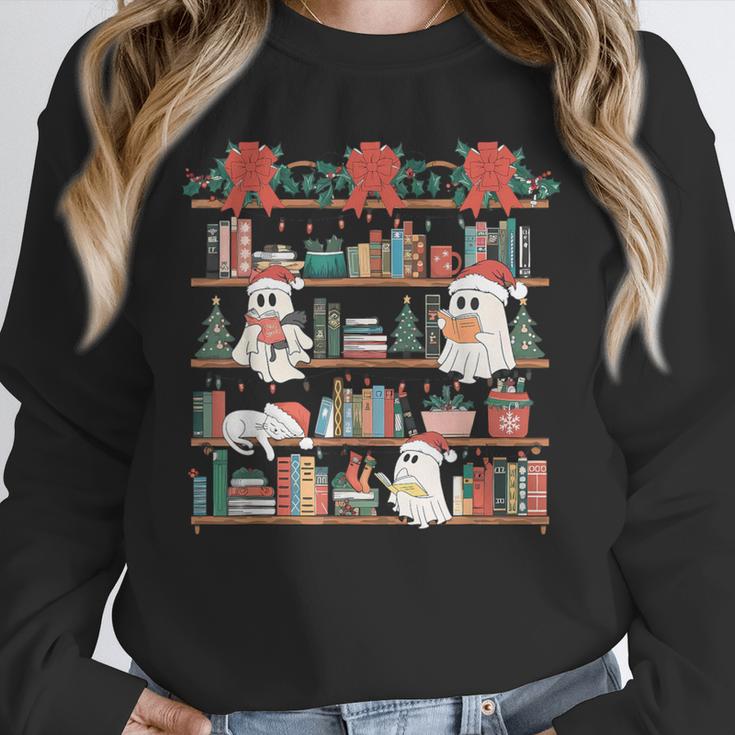 Retro Ghost Reading Book Teacher Librarian Bookish Christmas Unisex Sweatshirt