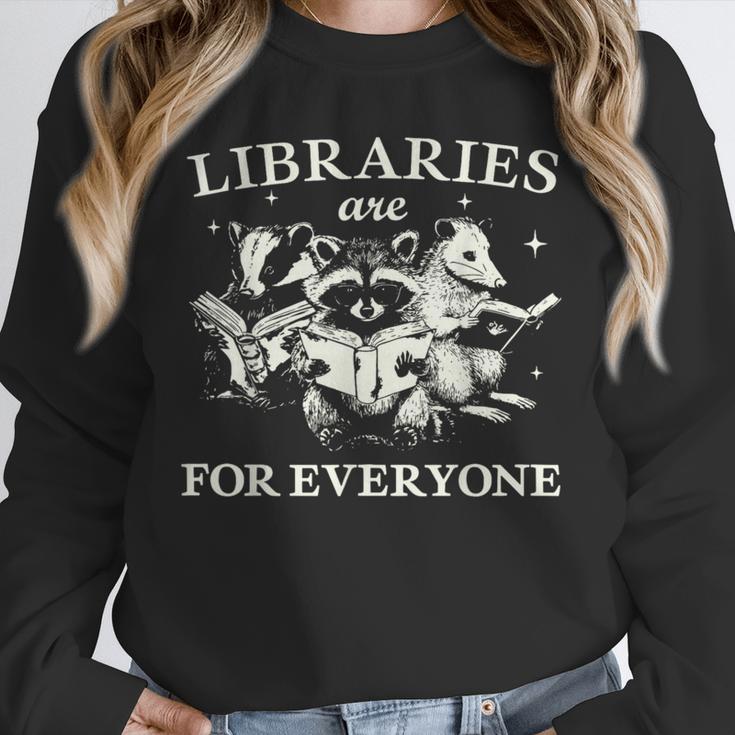 Retro Libraries Are For Everyone Racoon Reading Book Lover Unisex Sweatshirt