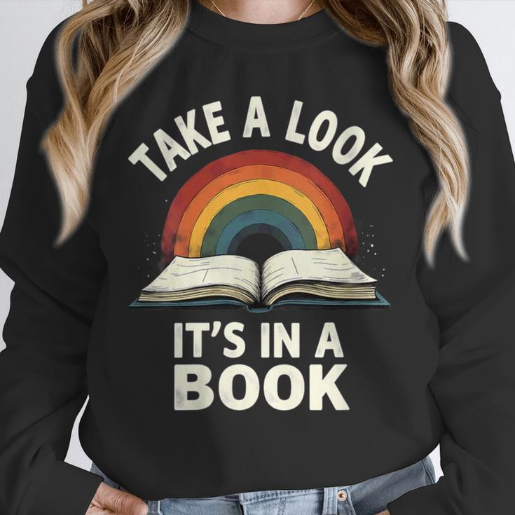 Retro Rainbow Take A Look It's In A Book Reading Unisex Sweatshirt Retro Rainbow Take A Look It's In A Book Reading Unisex Sweatshirt
