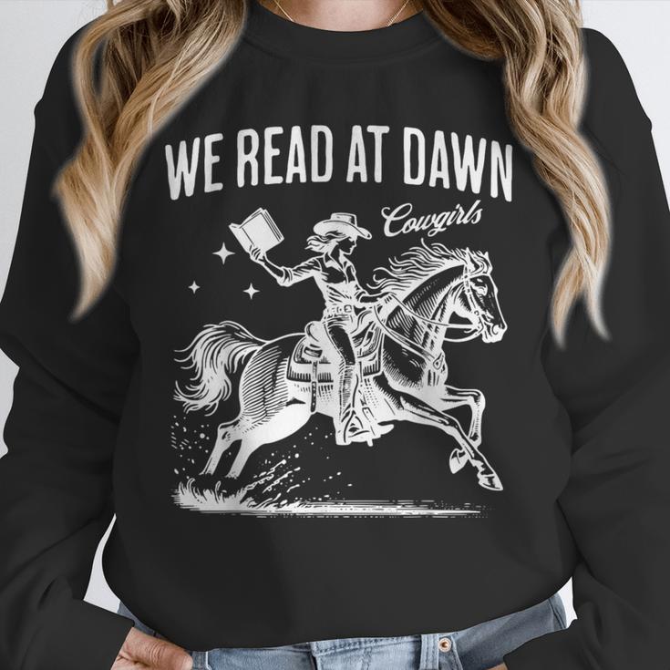 Retro We Read At Dawn Cowgirl Western Librarian Book Lover Unisex Sweatshirt Retro We Read At Dawn Cowgirl Western Librarian Book Lover Unisex Sweatshirt