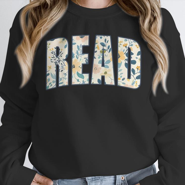 Retro Read Floral Reading Bookworm Librarian Book Lover Unisex Sweatshirt