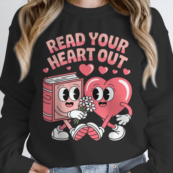 Retro Read Your Heart Out Valentine's Day Teacher Book Lover Unisex Sweatshirt