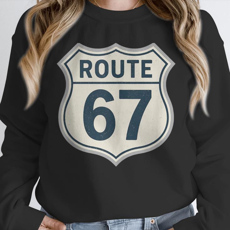 Retro Route 67 Highway Sign Vintage Road Nostalgia Unisex Sweatshirt Retro Route 67 Highway Sign Vintage Road Nostalgia Unisex Sweatshirt