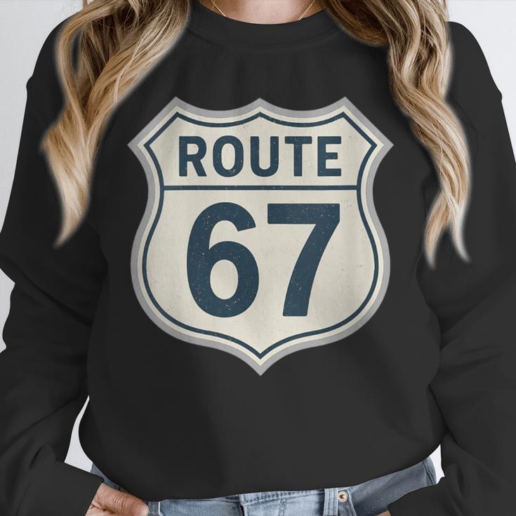 Retro Route 67 Highway Sign Vintage Road Nostalgia Unisex Sweatshirt