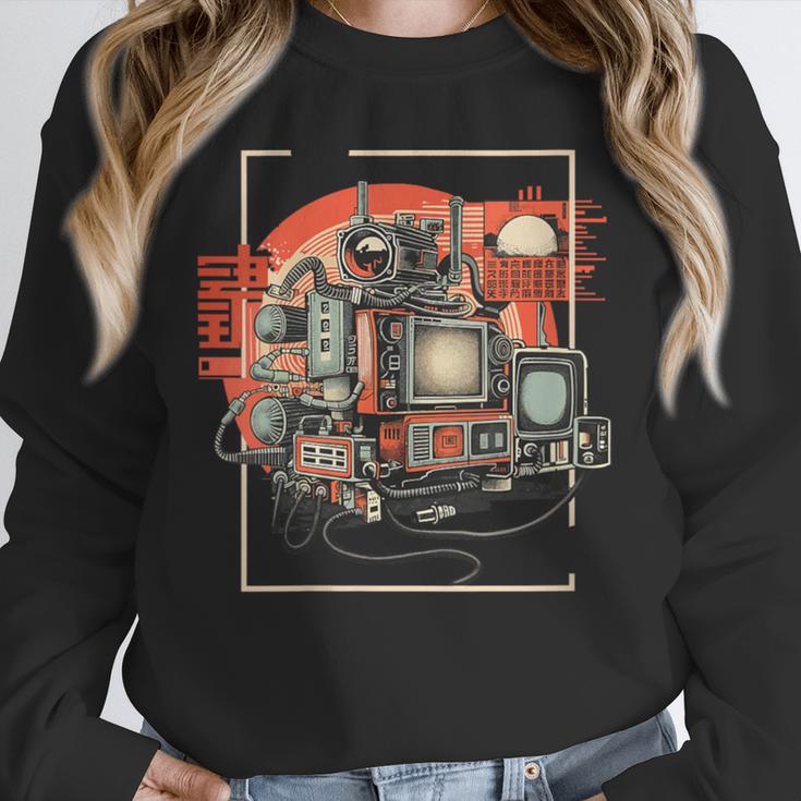 Retro Tech Stack 80s 90s Nostalgia Analog TV Cameras Unisex Sweatshirt