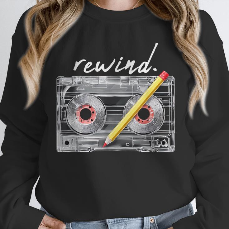 Rewind Cassette Tape Nostalgia 80s 90s Retro Music Lover Unisex Sweatshirt