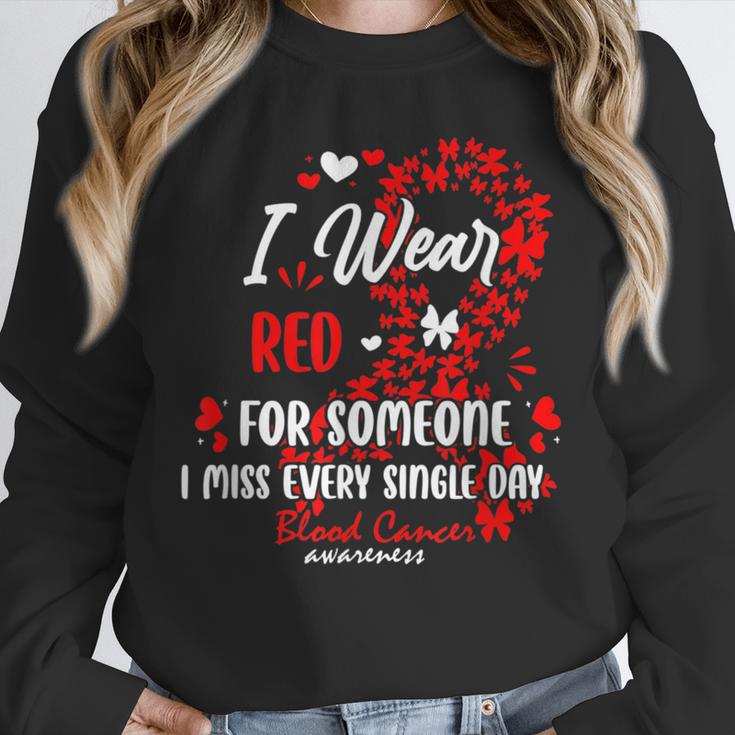 Ribbon Blood Cancer Angel Memory Support Dad Mom Red Unisex Sweatshirt
