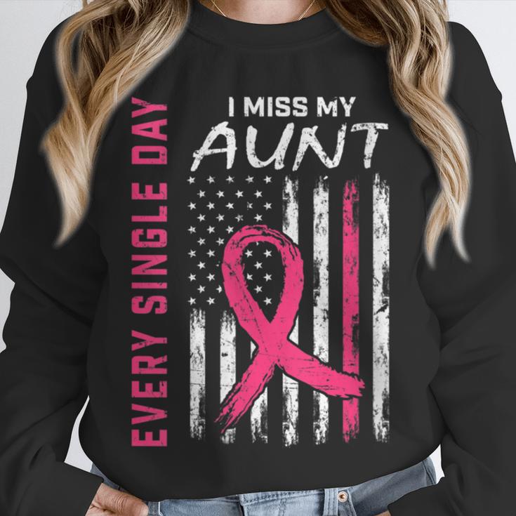 RIP Memorial In Memory Of Aunt Breast Cancer Awareness Flag Unisex Sweatshirt