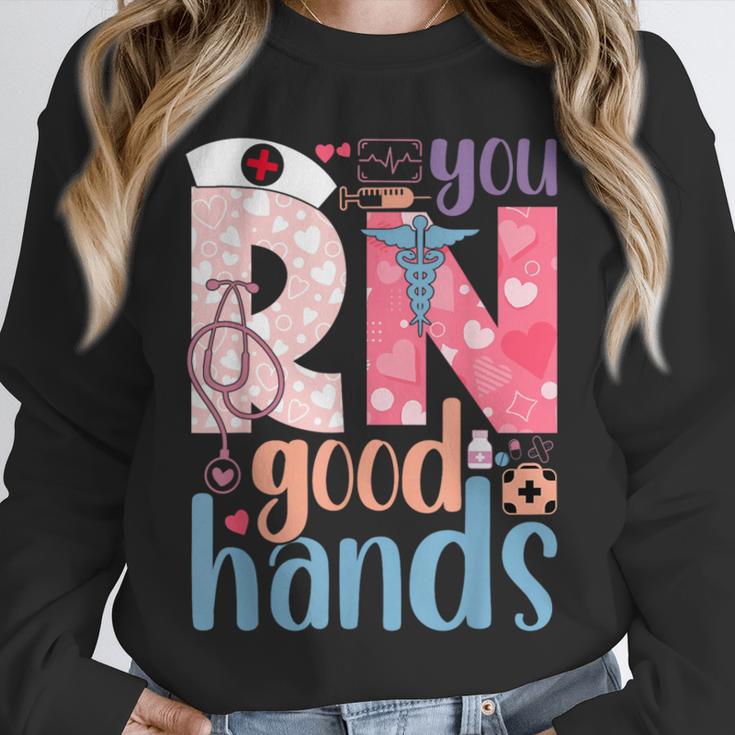 You RN Good Hands Cute Nurse Nursing Student Graduation Unisex Sweatshirt